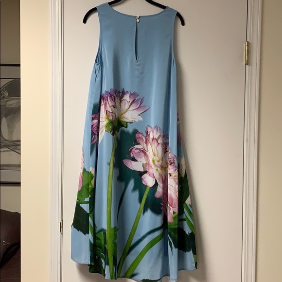 Anthropologie New Asymmetrical Silk Dress Blue 4. - Picture 9 of 15